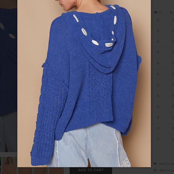 POL “ Stacy 3 “ POL Cable Knit Chenille Sweater with Drawstring Hood 65 - Picture 8 of 9